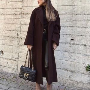 chocolate brown coat zara